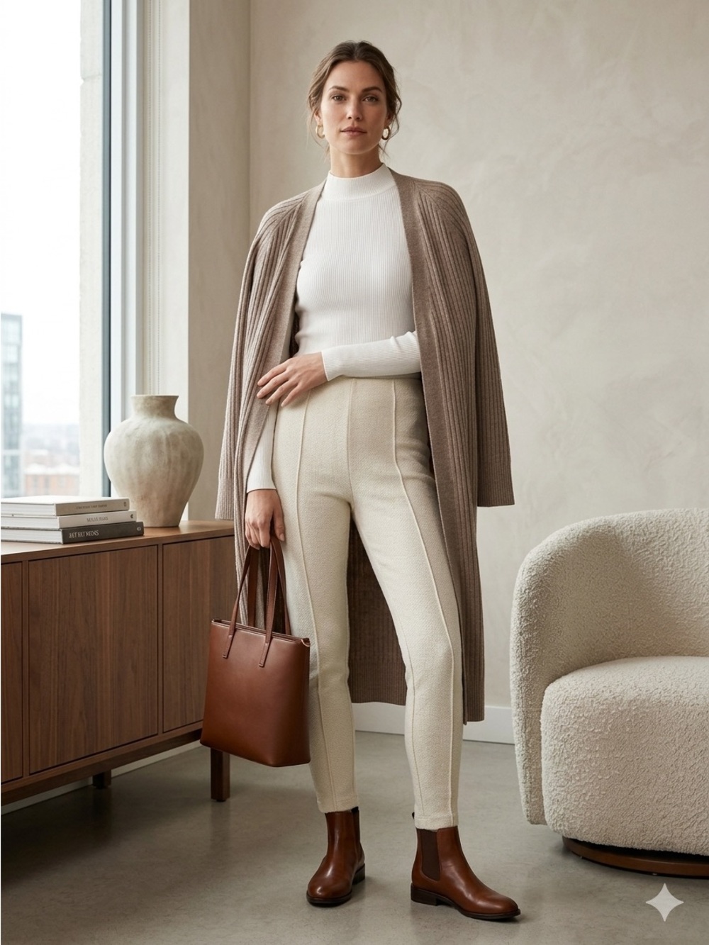 H&M 3-PC CAPSULE SET: Long Maxi Cardigan (XS), Mock Neck Top (XS) & Slacks (4)